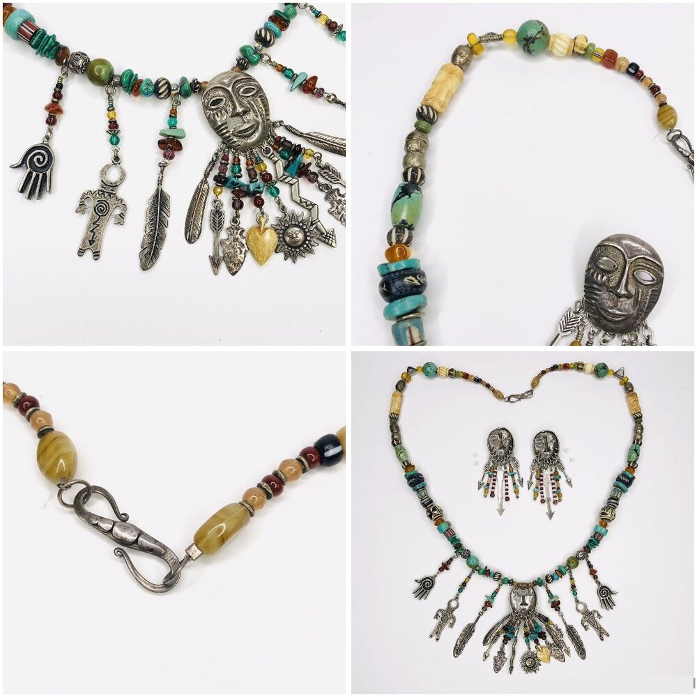 Robert Shields SPIRIT Necklace Earrings Sterling Silver Turquoise Southwestern - Picture 9 of 11